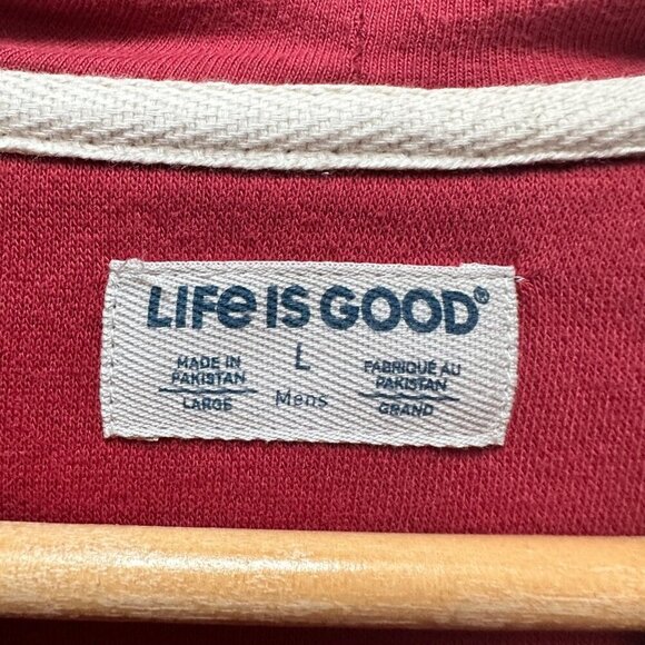 Life Is Good Hoodie Sweatshirt "My Favorite Color Is Beer" Red Mens Size Large - Picture 6 of 7